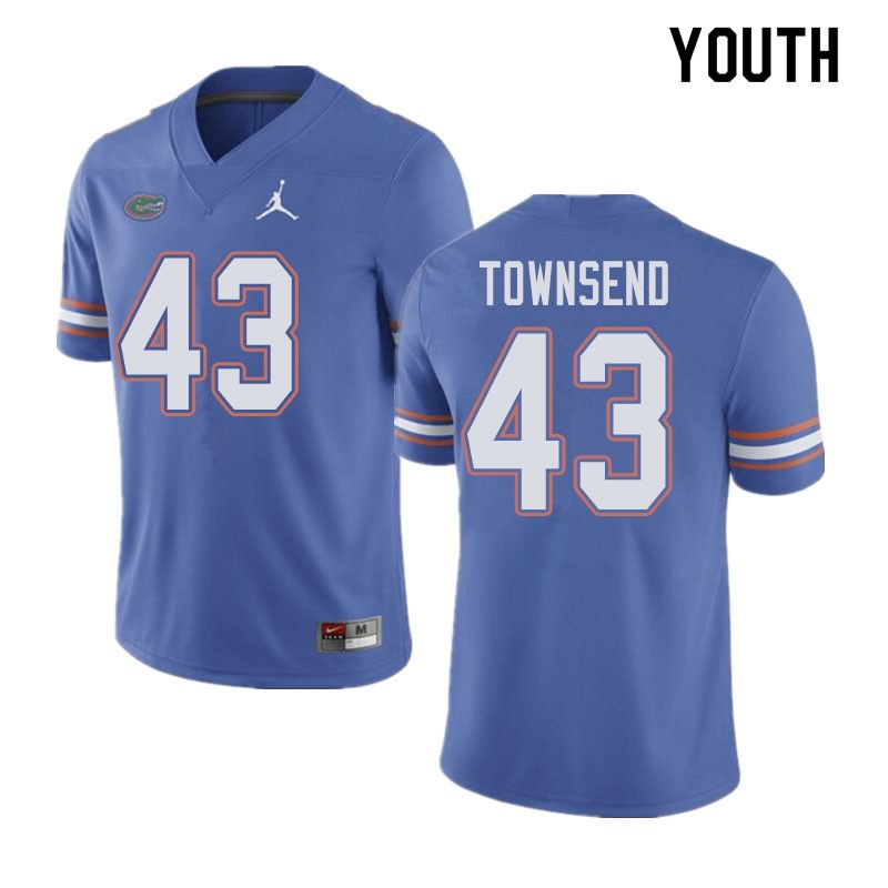 Youth NCAA Florida Gators Tommy Townsend #43 Stitched Authentic Jordan Brand Blue College Football Jersey VVW7265UL